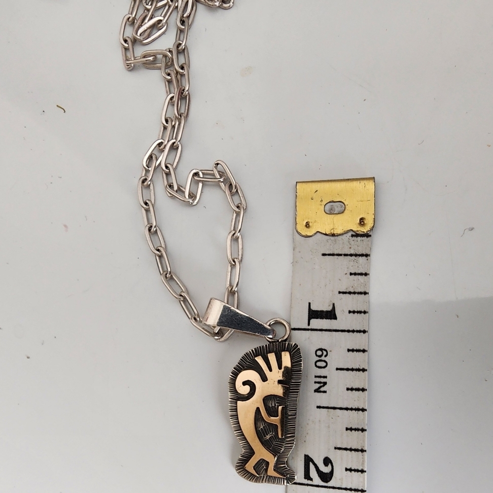 KOKOPELI 14K STERLING SILVER PENDENT & NECKLACE